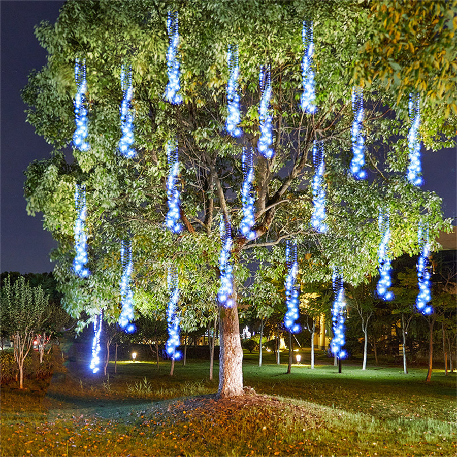 TIRVOSE Outdoor LED Meteor Shower String Light Waterproof Christmas Garland Fairy Light for Party Wedding Garden Tree Decoration