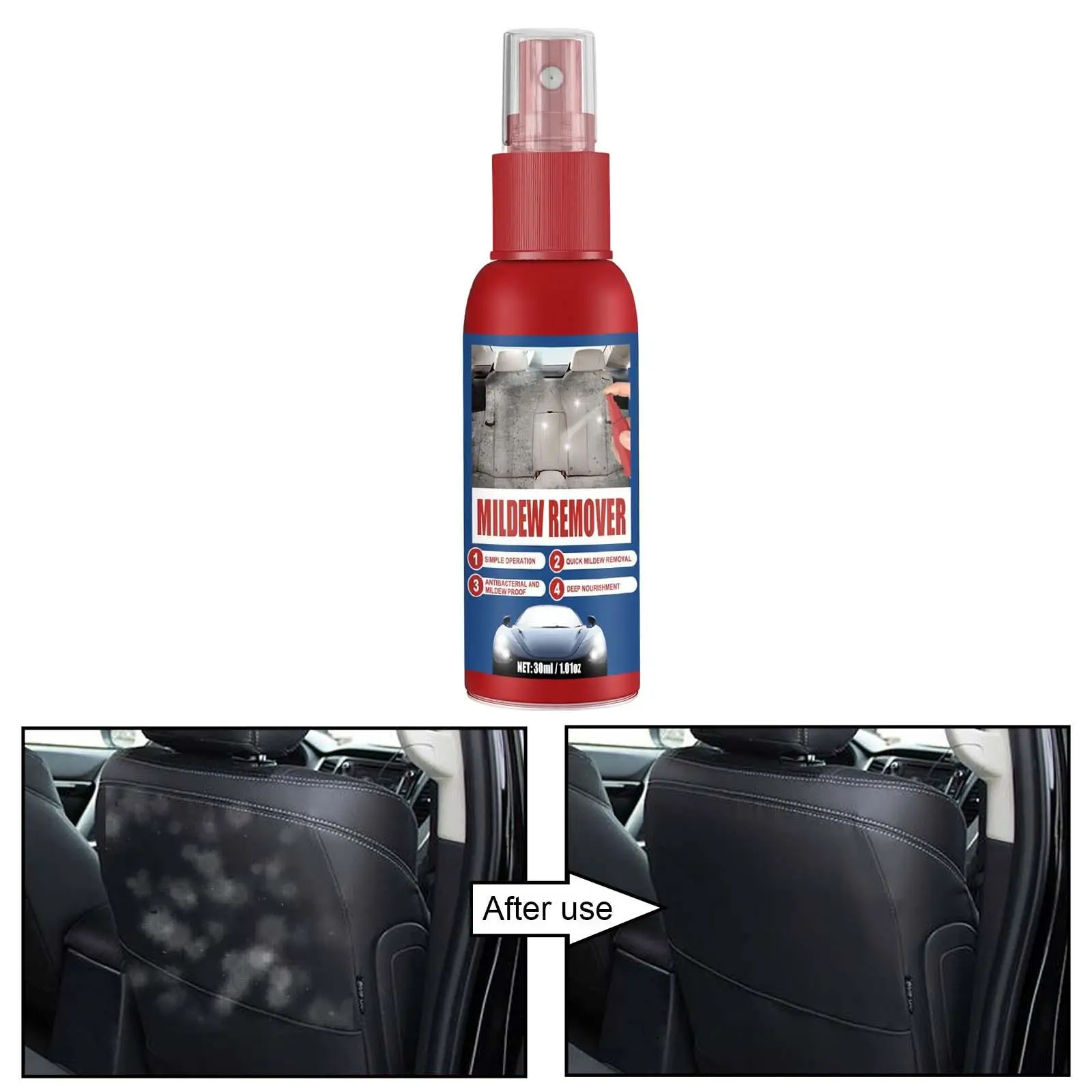 Multi Purpose Car Stain Remover Spray 30ml Effective Spot Cleaning Cleaner for Ceiling Seat Belt Fabric Leather Seat Carpet