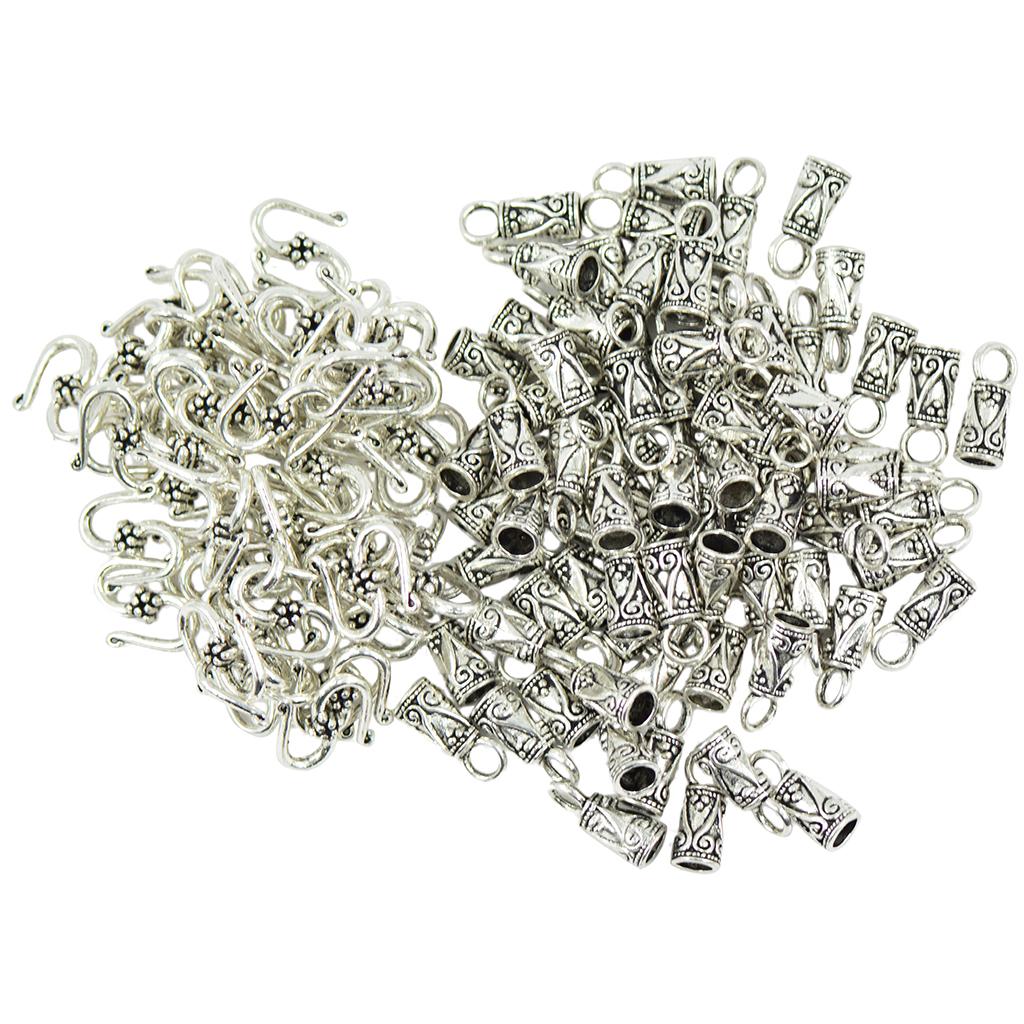 30 Sets Alloy Hook End s Leather Cord Hook  Jewelry Findings Antique