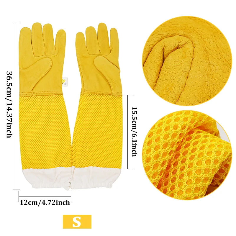 Description Picture 2 of item1 Pair Beekeeper Gloves Protective Sleeves Ventilated Professional Anti Bee for Apiculture Beekeeper Prevent Beehive Tools