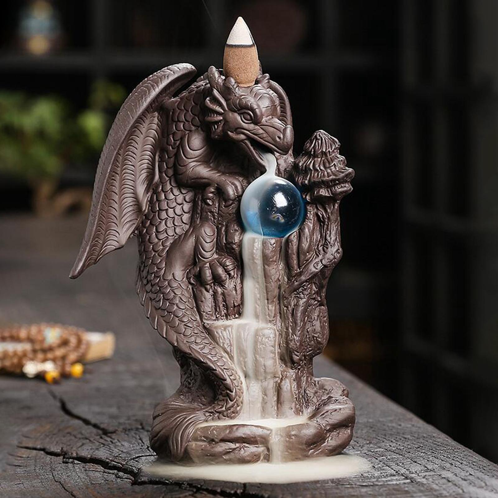 Waterfall Backflow Incense Holder Home Decor Dragon Backflow Incense Burner Waterfall for Office Bedroom Yoga Meditation Table