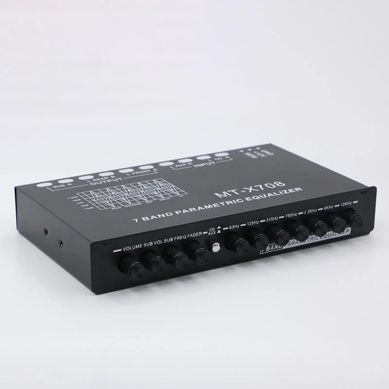 7 Band Equalizer Car Audio 12V with CD AUX Input Select Switch Car Audio EQ Tuning Crossover Amplifier Parametric Equalizer EQ