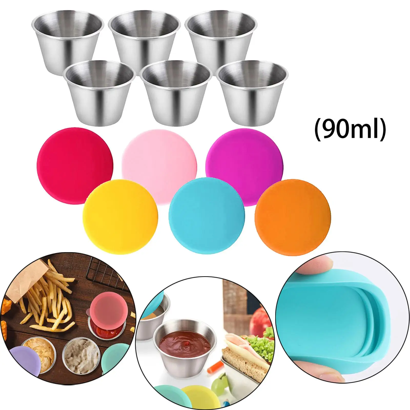 Multifunctional Sauce Cups Stainless Steel Sauce Pan Condiment Containers for Tea Sauces Butter Fries Dipping Sauce Dish Coffee