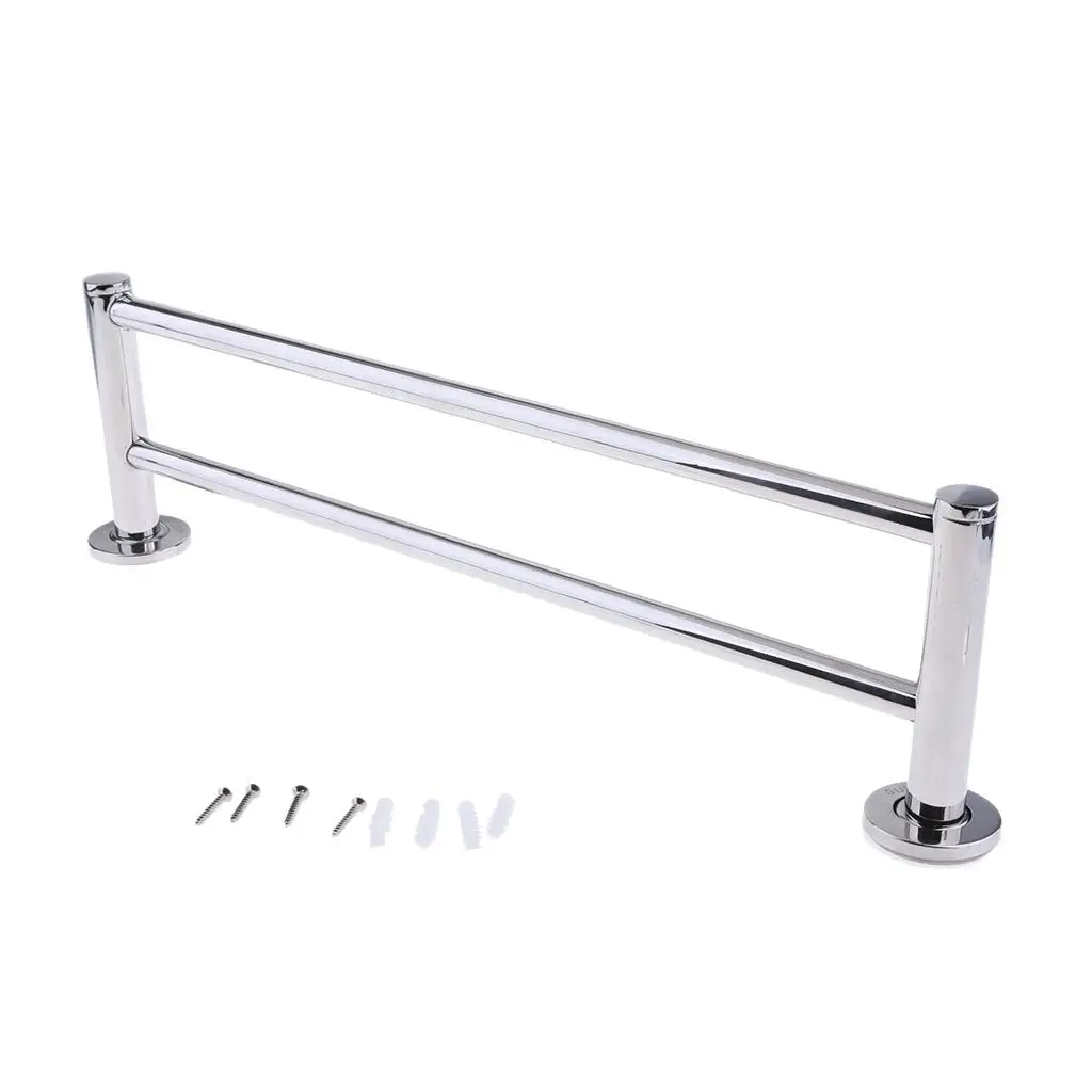 Wall Mounted 18 Inch Double Towel Bar Modern Style Dual Towel Hanger Rack