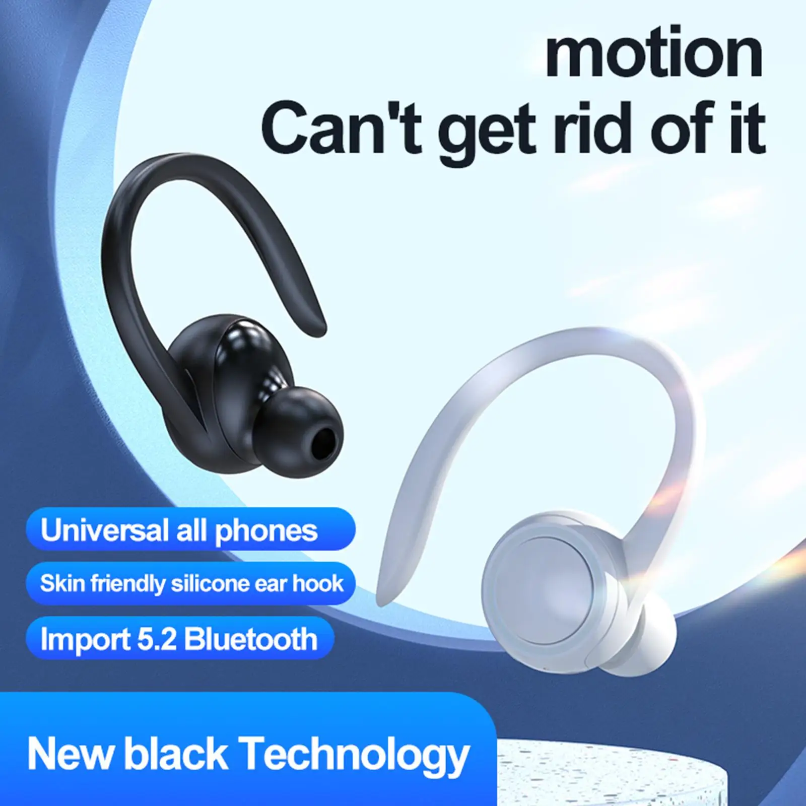 Sweatproof Wireless Bluetooth Headset Ear Hook In-Ear Earbuds Stereo Running