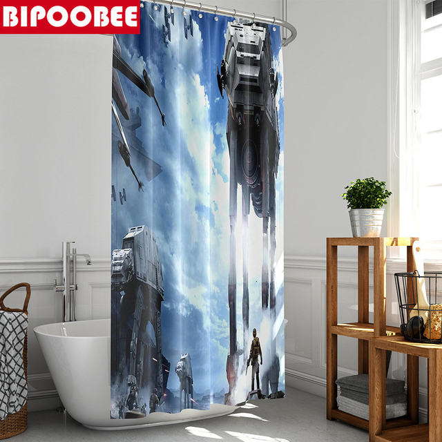 Star Alien Wars Printed Pattern 180x180cm Shower Curtain Pedestal