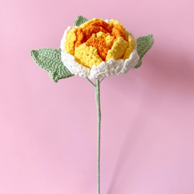 Hand-Knitted Flower Crochet Flower Bouquet Finished Handwoven Rose Flower  Home Wedding Decoration Valentines Day Gift Wholesale