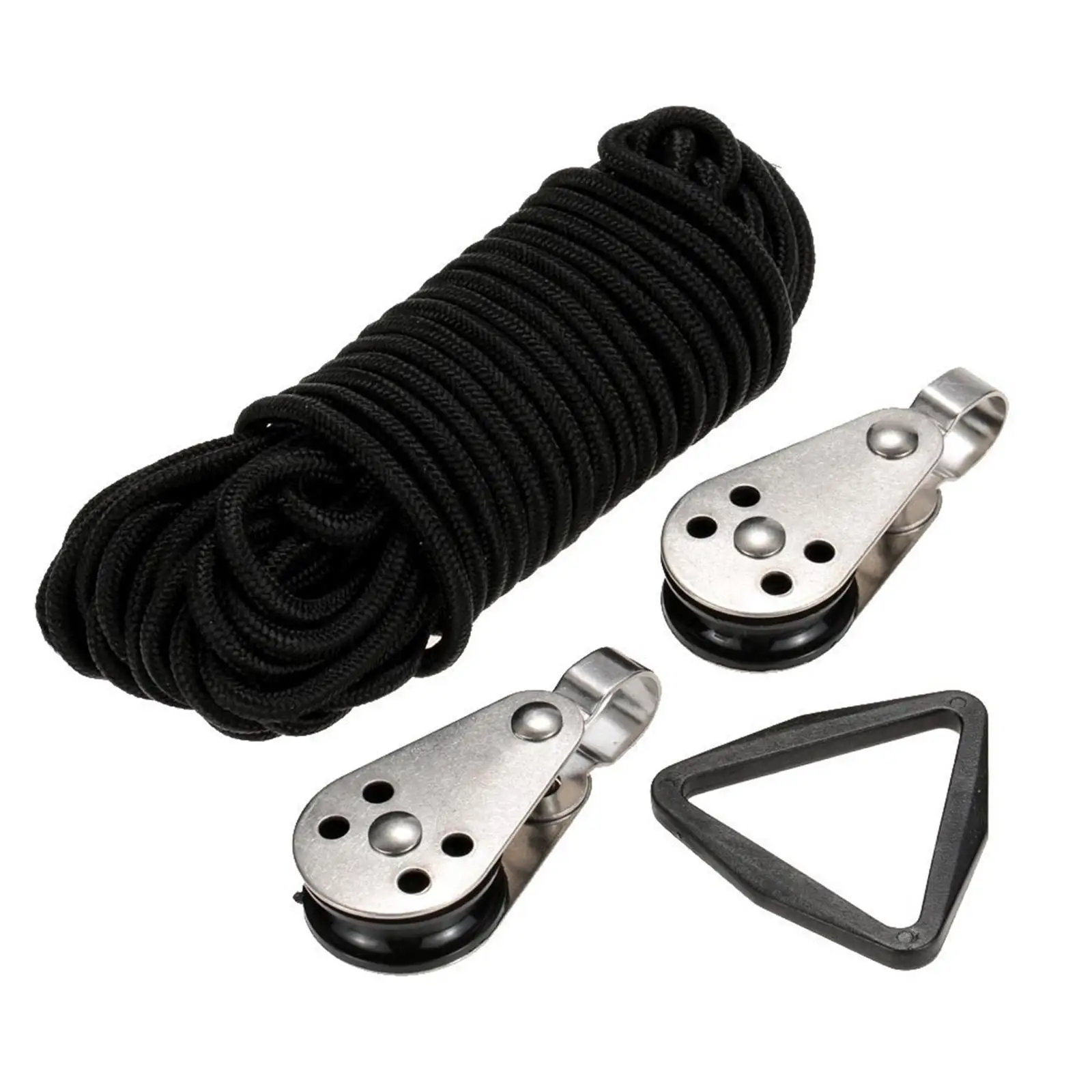 Kayak Canoe Anchor Trolley Kit System Pulley Cleat Pad Eye Ring with 30ft Rope