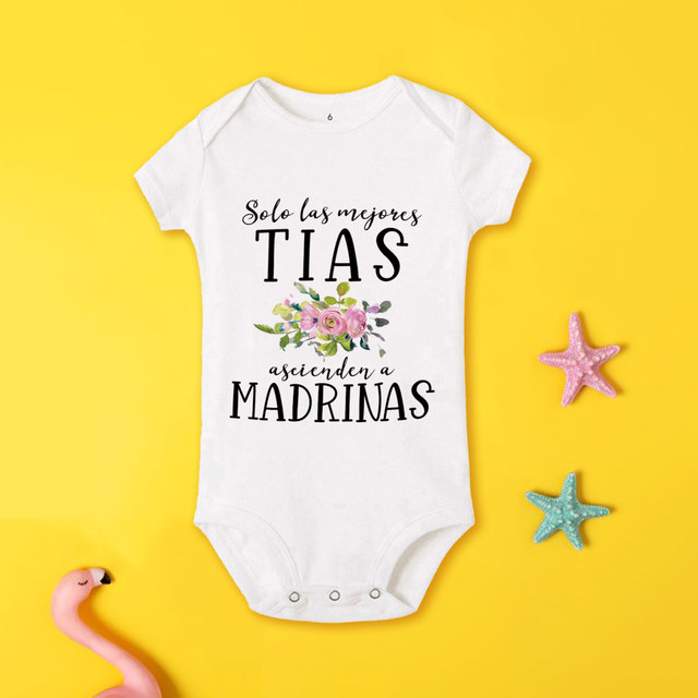 Hola Tia Quieres Ser Mi Madrina Baptism Onesie in Spanish 