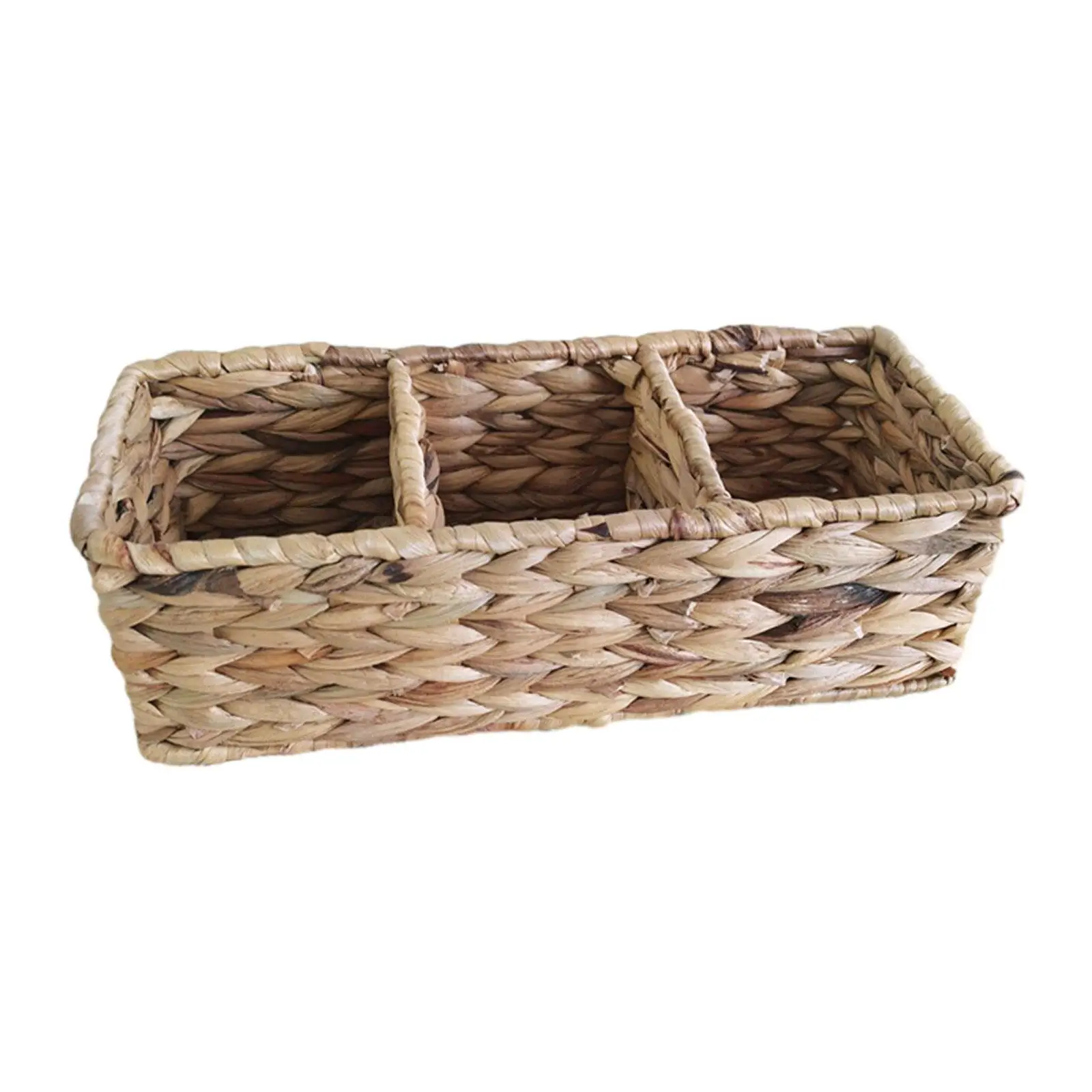 Woven Basket with Compartments Portable Countertop Desktop Lightweight Sundries Basket for Home Farmhouse Cafe Hotel Home Decor