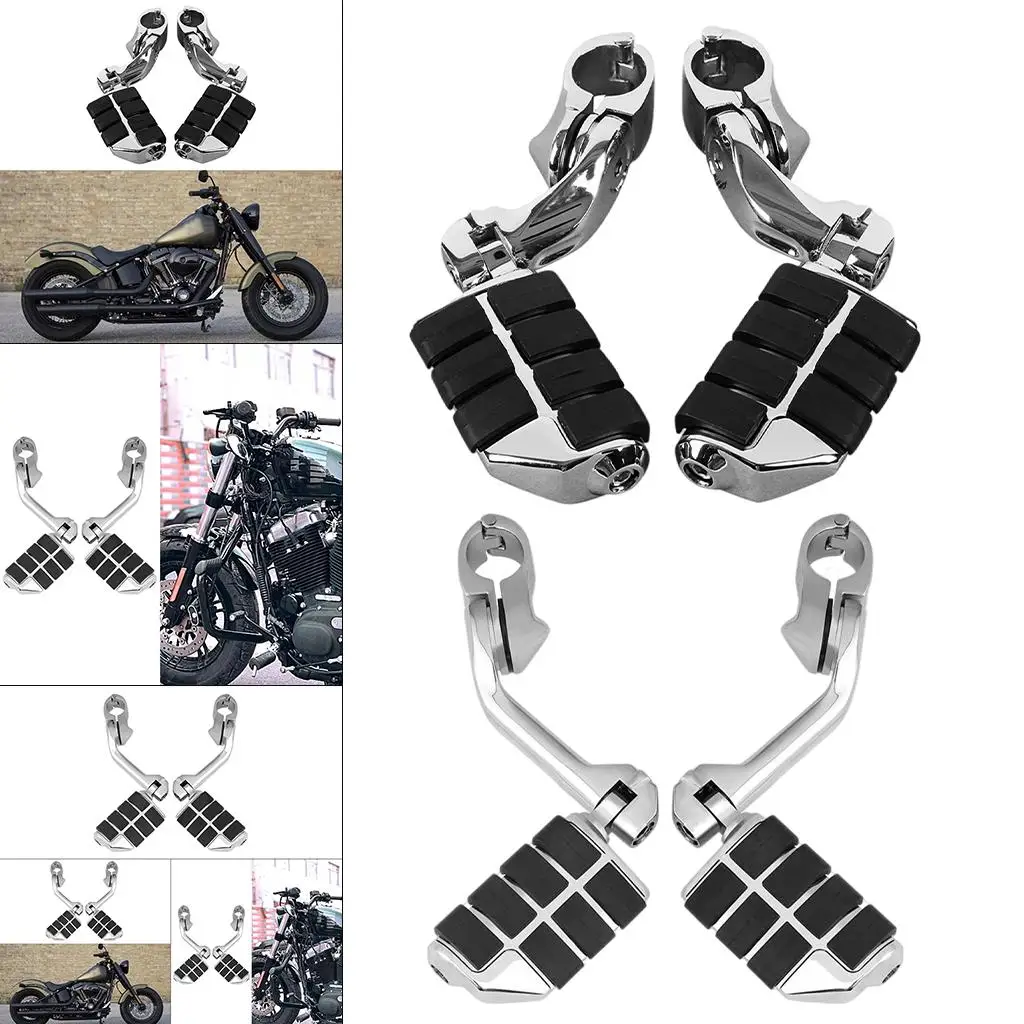 Long Highway Foot Pegs Replacement 1-1/4inch 32mm Long Angled with Mounting Clamps Engine Guard Foot Pegs Kit ,universal , 