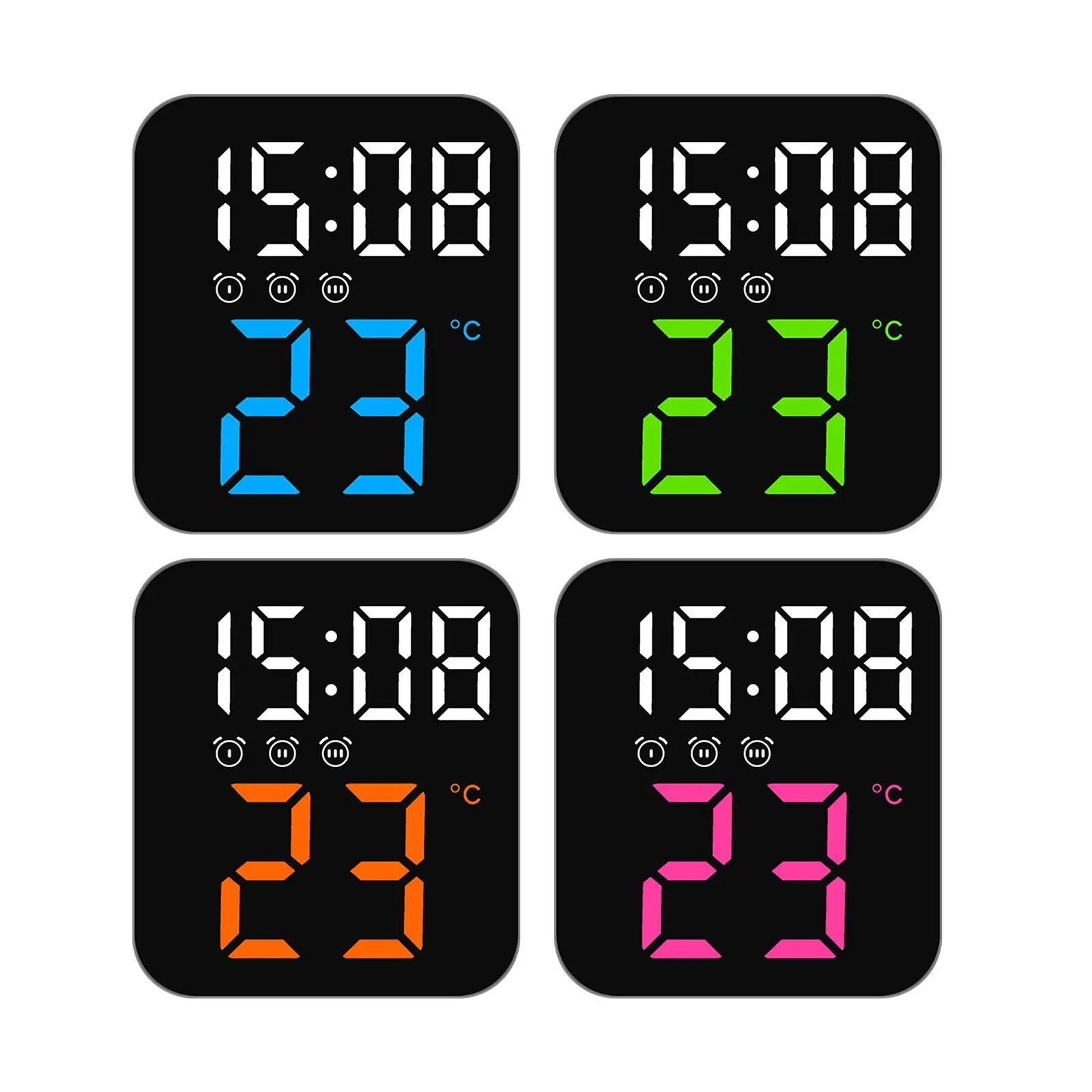 Digital Alarm Clock Bedroom Temperature Time Date Desk Silent LED Clock Digital Clocks for Bedroom Living Room Hall Cafe Beside
