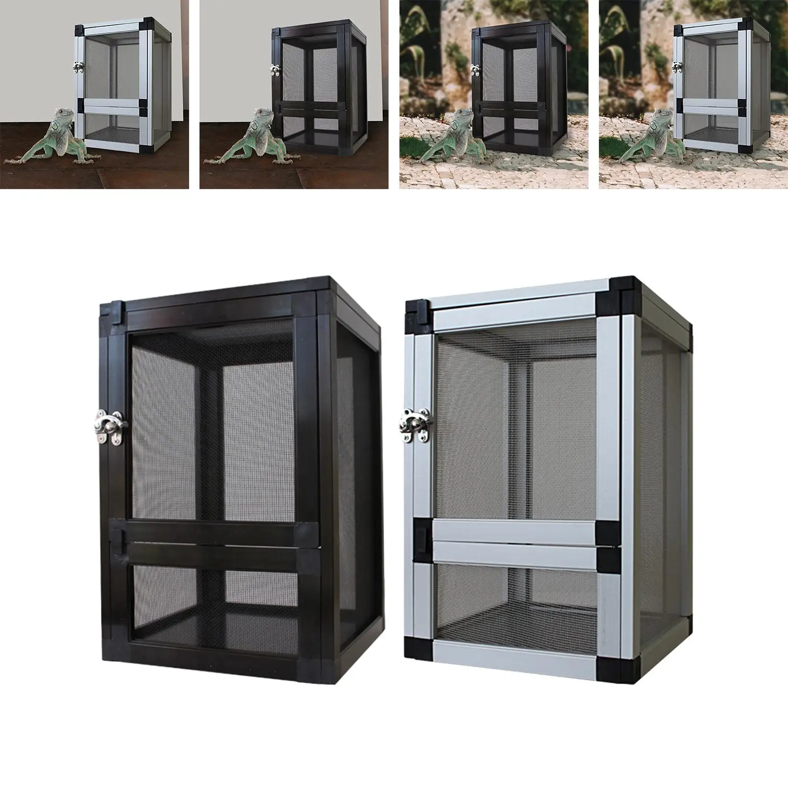 Air Screen Cages Storage Portable Reptile Cage Reptiles Habitat Breeding Box for Bearded Dragon Hedgehogs Gecko Snake Gerbils