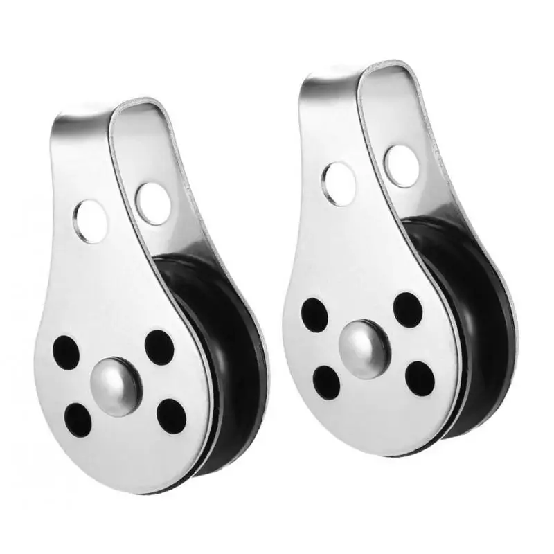 2pcs Rope Pulley Block 316 Stainless Steel Sheave for Marine Kayak Canoe Boat Sailing