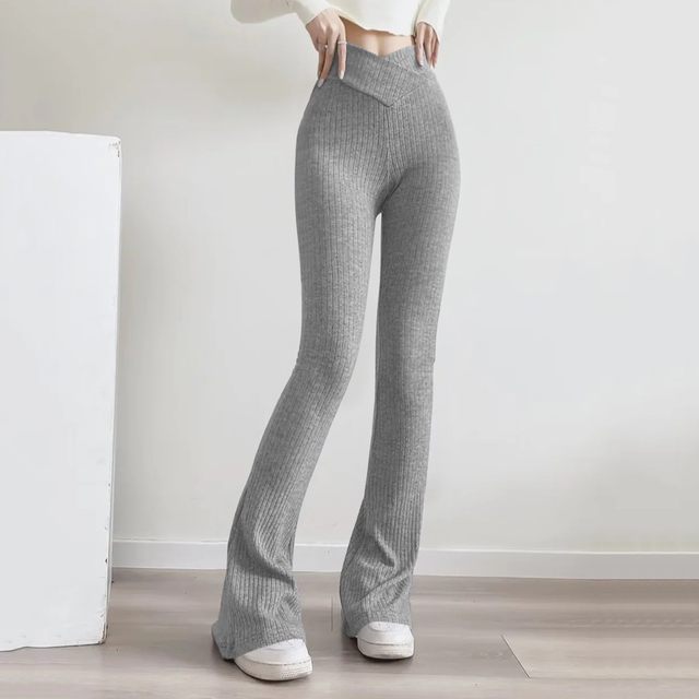 Pantalones elásticos ajustados de cintura alta para mujer