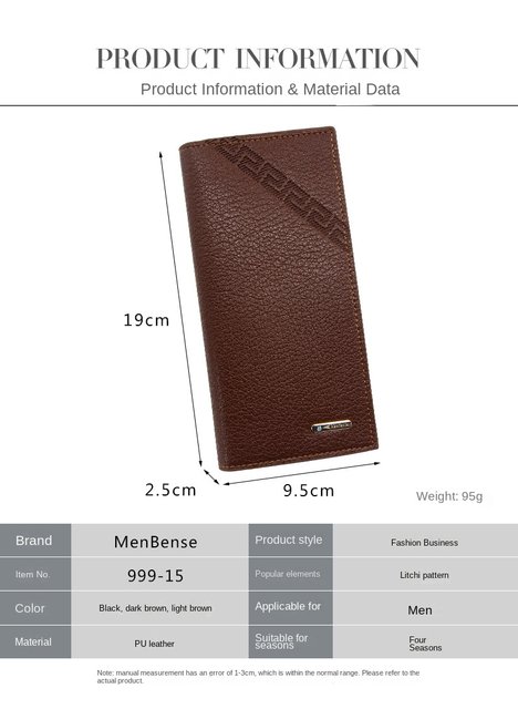 Men's Wallet Men Long Style Fashion Stitching Contrast Color Youth