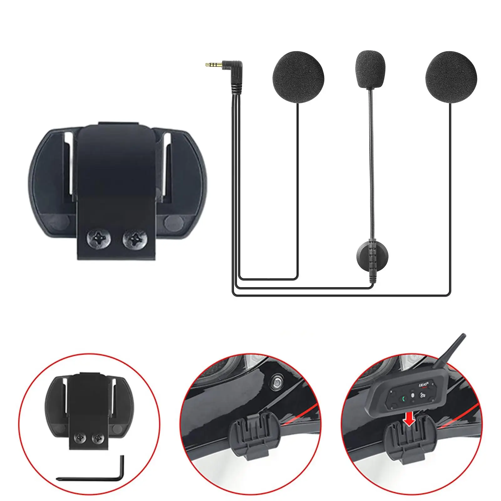 Upgrade Motorcycle Helmet Intercom Stereo Headsets with Microphone Motorcycle