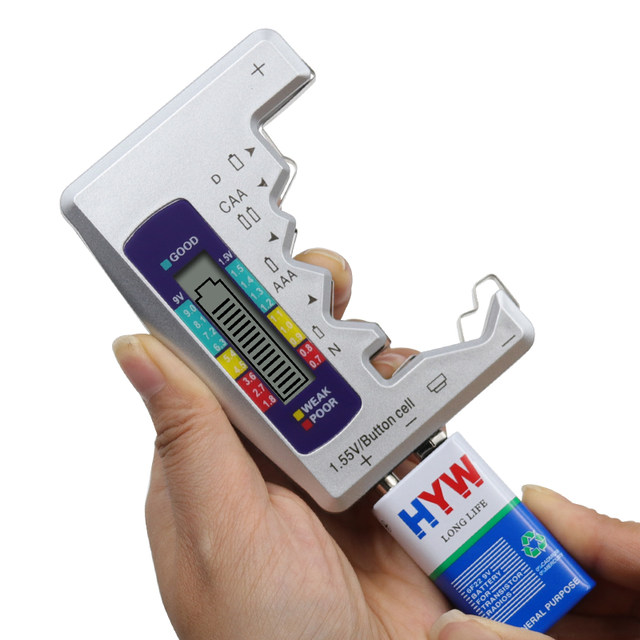 Testeur De Piles Universel - Vérifie L'état Des Piles AA, AAA, C, D, 9V Et Bouton 1,5V, Design Compact à Aiguille