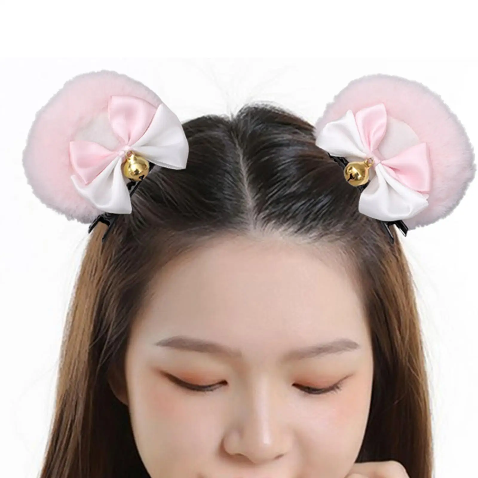 2Pcs Bear Ear Hair Clip Bowkont Cute Halloween Headdress Plush Animal Hairpins for Cosplay Anime Theme Costume Party Girls