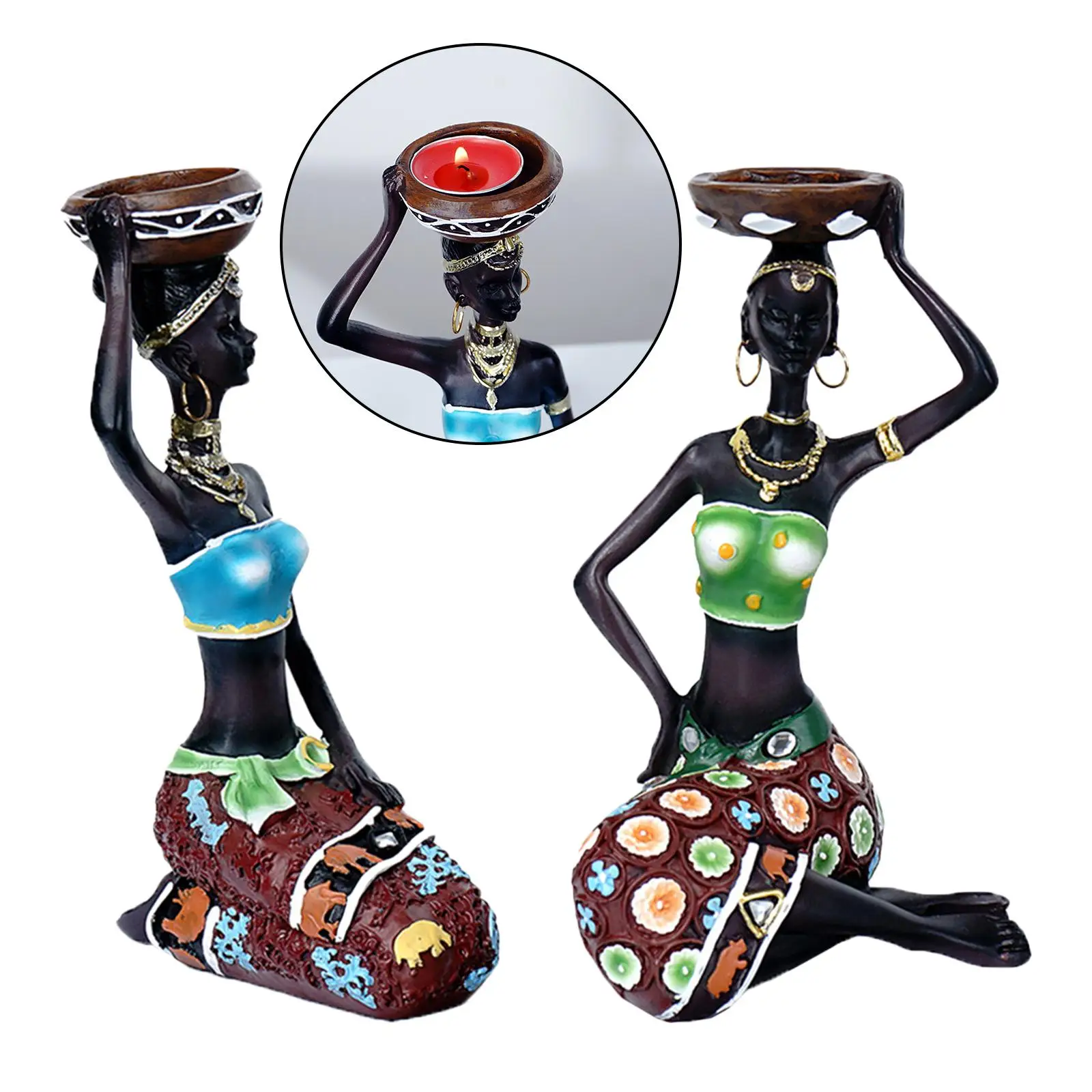 African  Candle Holder Statue Candleholder Candlestick  Decor Gift