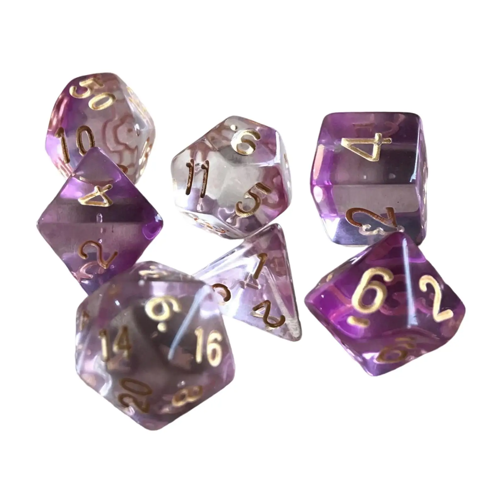 7x Acrylic Polyhedral Dice D4-D20 Family Table Game for Family Gathering Bar