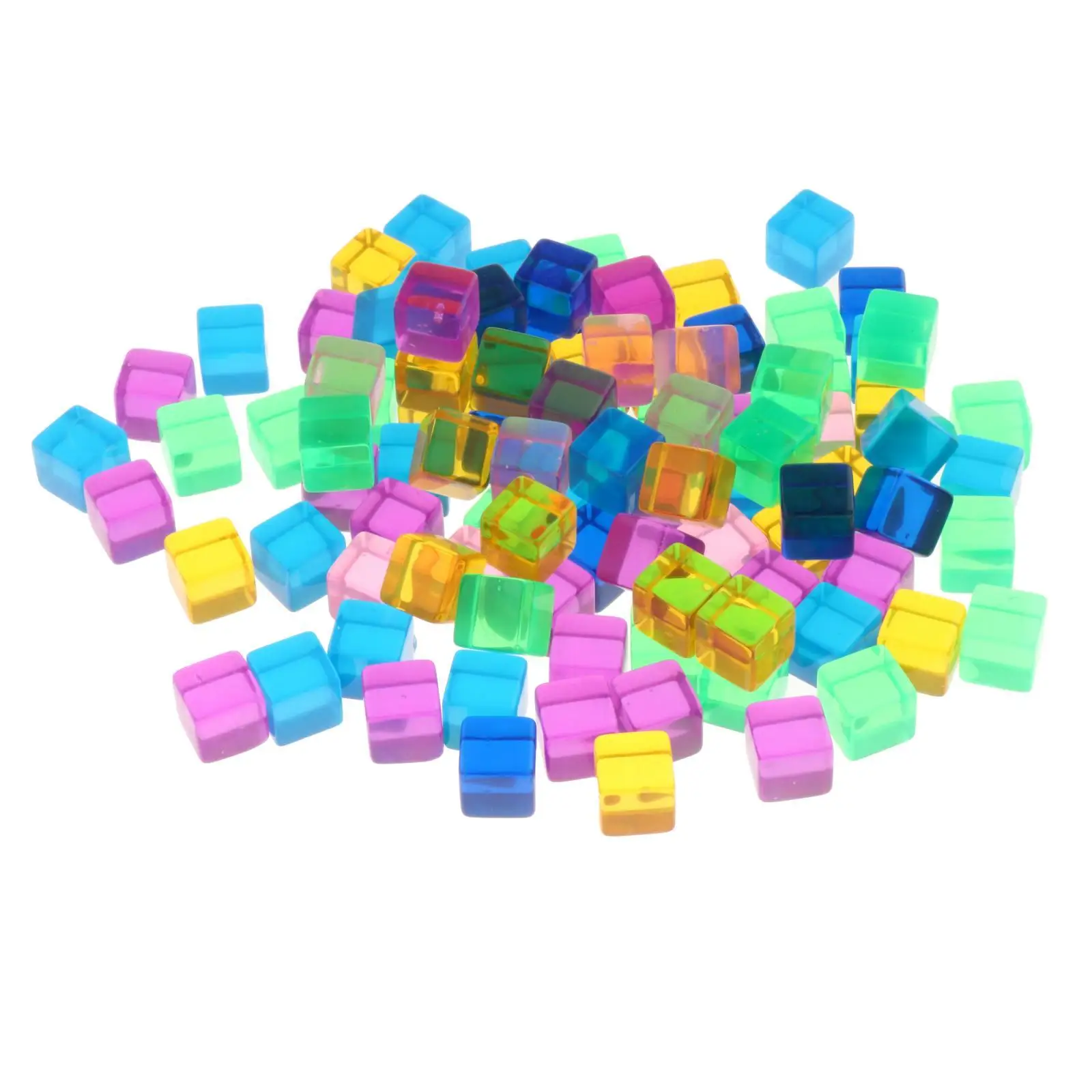 100x D6 16mm Transparent Blank Dices Translucent Colors Square Corner Clear Cube Square Dice for Teaching Math Playing Games