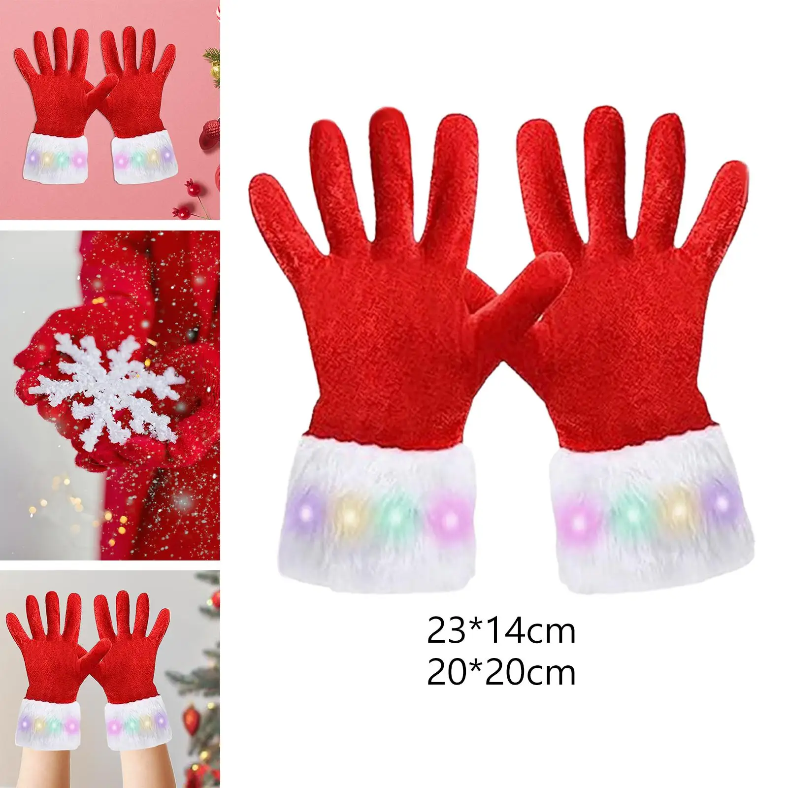 Christmas Red Gloves Xmas Mittens for Fancy Dress Holidays Stage Performance
