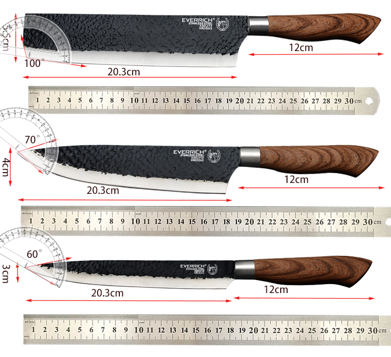 Description Picture 6 of itemStainless Steel Kitchen Knives Set Tools Forged Kitchen Knife Scissors Ceramic Peeler Chef Slicer Nakiri Paring Knife Gift Case