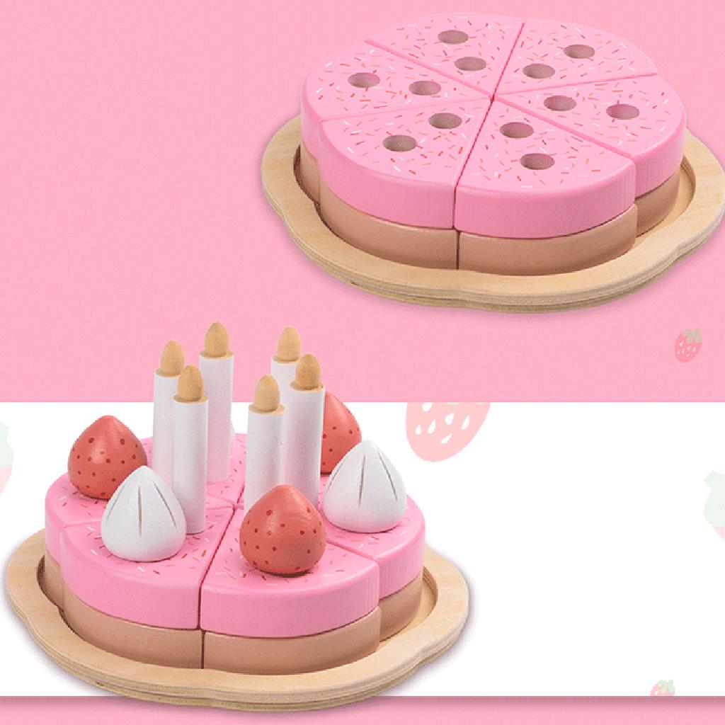 25pcs Wooden Kitchen Toys Cake Food DIY Pretend Play Cutting Birthday Toys for Children Plastic Educational Baby kids Gift