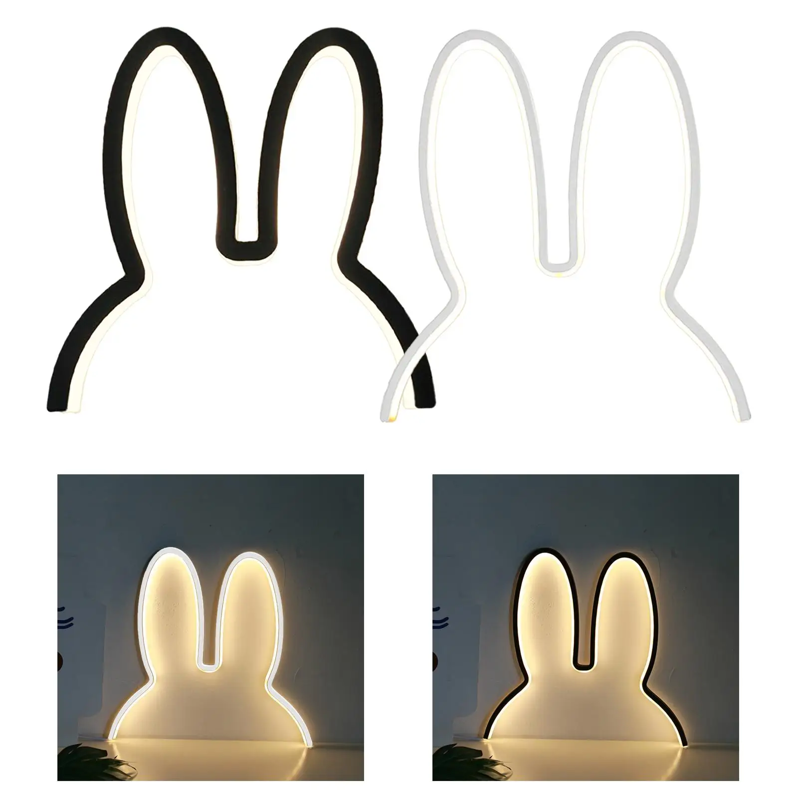 Cute Rabbit Night Light USB Dimmable Light Bar Warm Light LED Bunny Lamp for NightStand Tabletop Bedroom Decor Xmas Gift