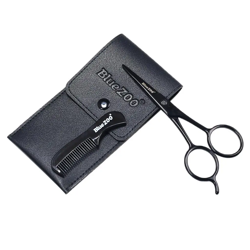 Men Beard Mustache Scissors Grooming Trimmer + Comb Set Kit, Come with a PU bag, Male Facial Care Tool