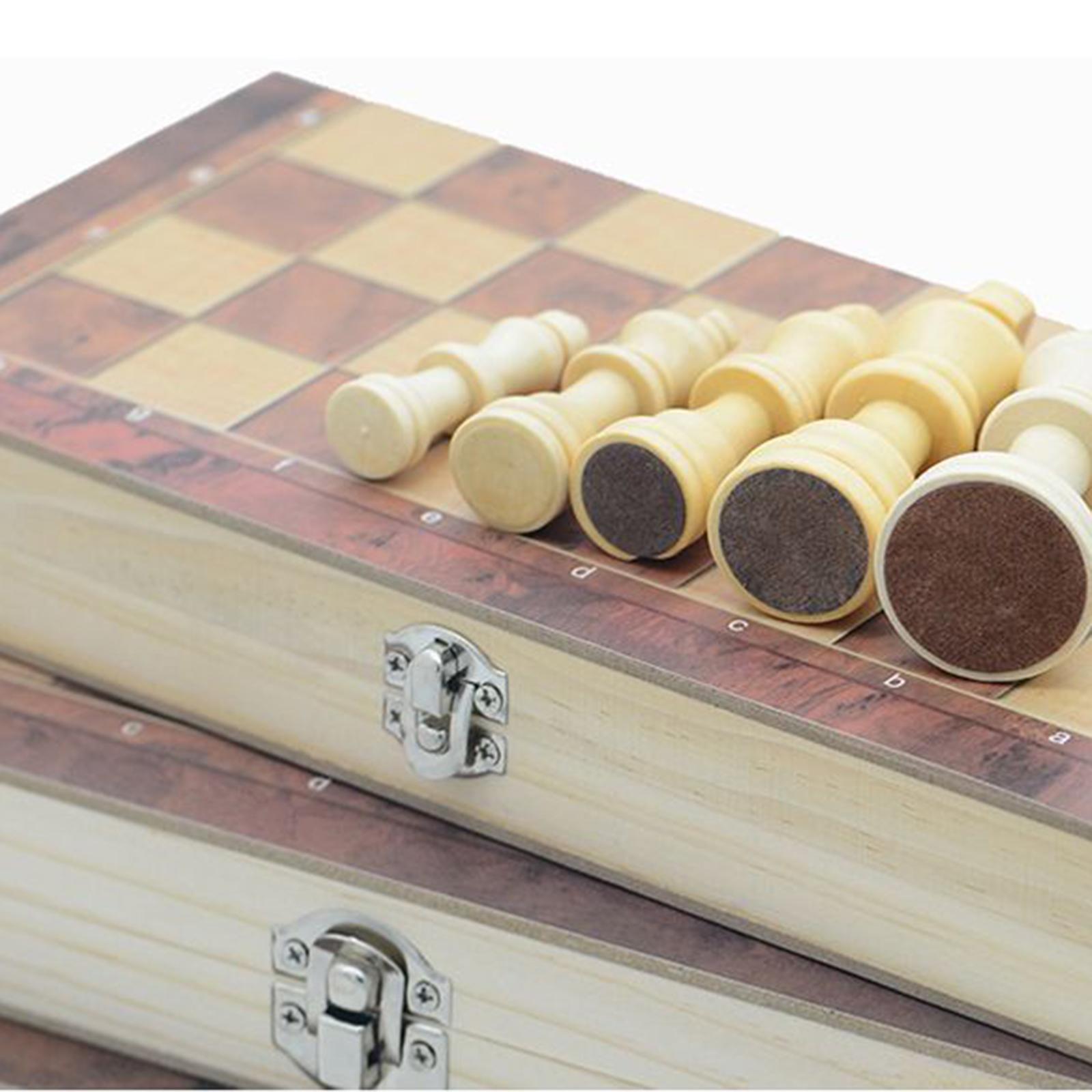 Chess Set Folding Chess Game Travel Case Lightweight Chess Checkers Backgammon Sets Board Games for Indoor Travel Home