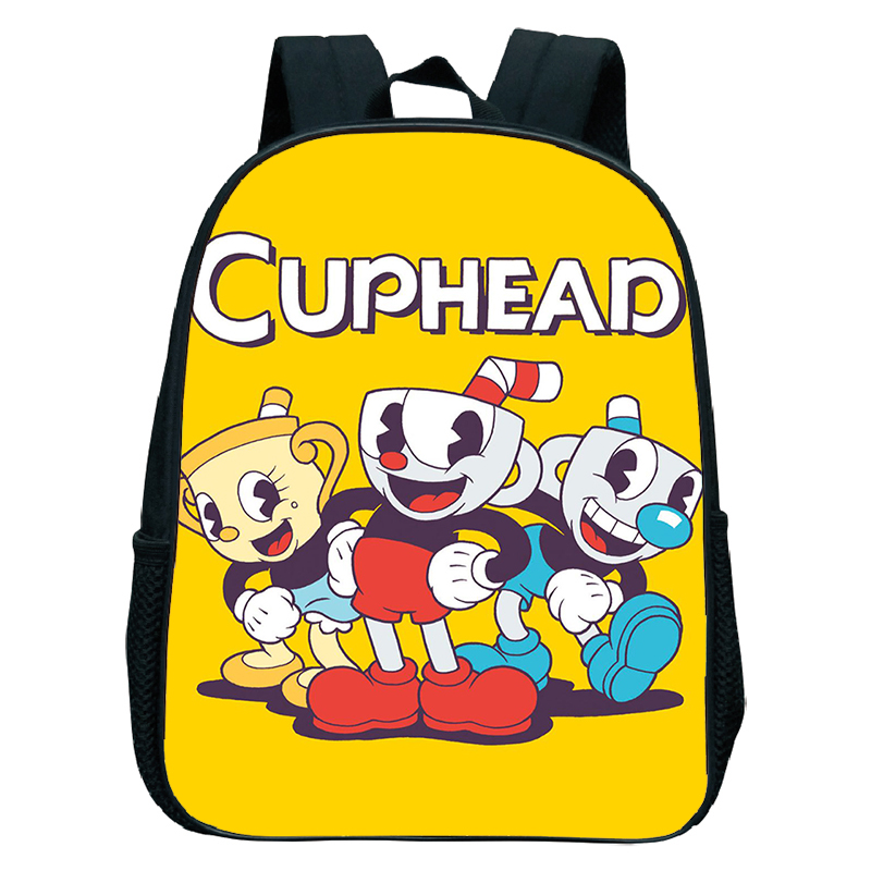 Cuphead Mugman Print Mochilas para crianças, Waterproof