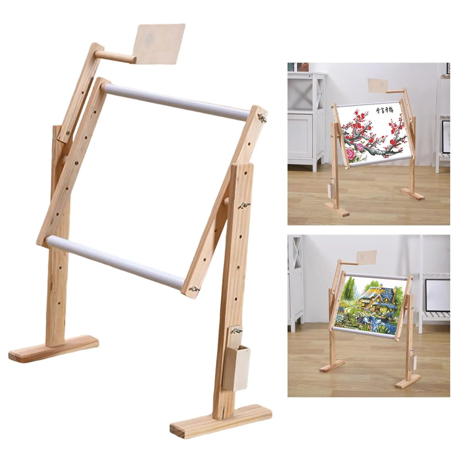 Adjustable Wood Embroidery Frame Stand Cross Stitch Rack Holder Embroidery Lap Stand Table Needlework Sewing Tools