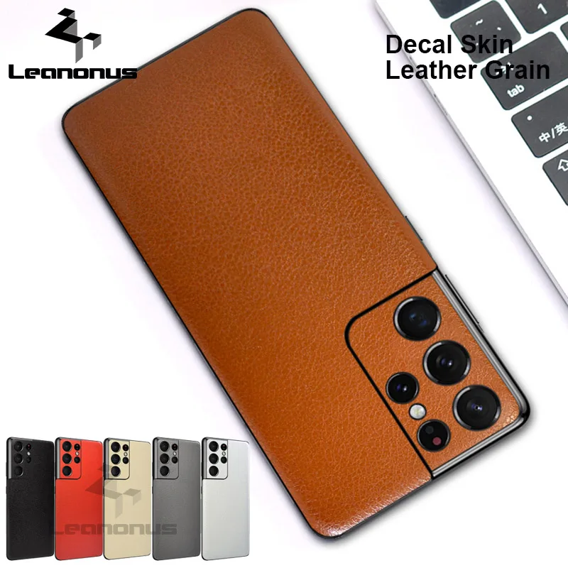 for Samsung Galaxy S22 S21 Ultra Plus Leather Grain Decal Skin Business Style Back Film Cover Protector Ultra Thin Matte Sticker mobile screen protector
