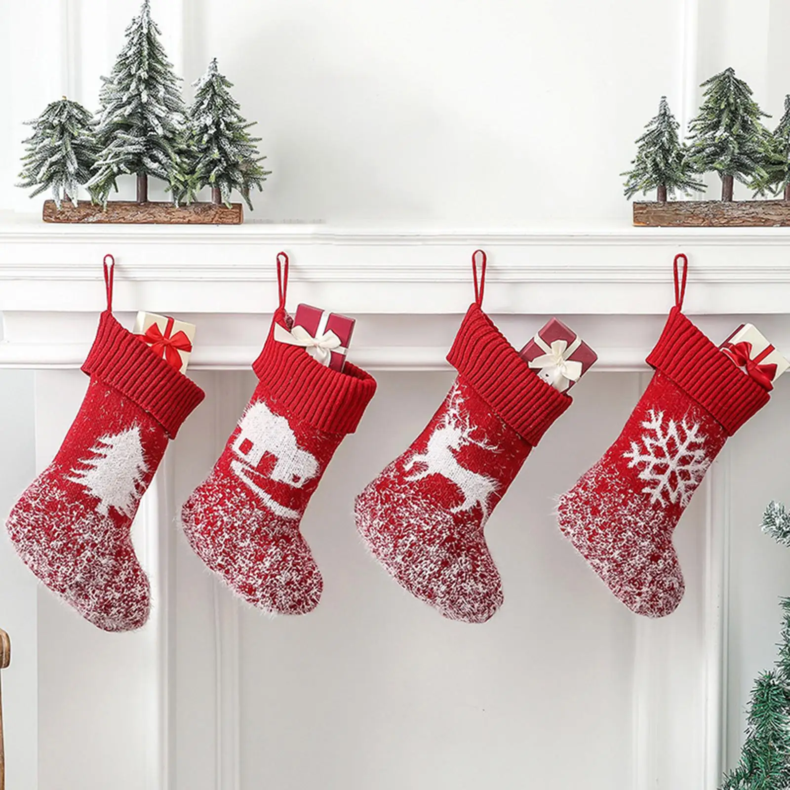 Christmas Stockings Xmas Stockings Snowflake Gift Bag for Fireplace Festival Holiday