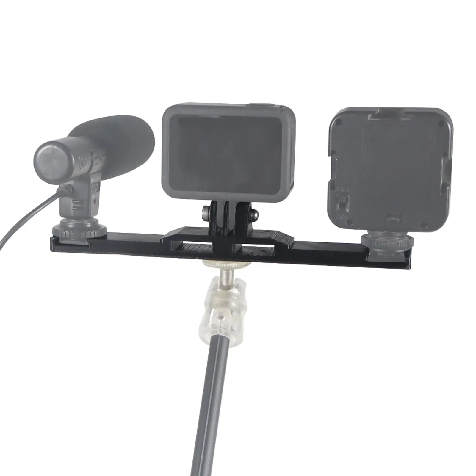 Double Head Cold Shoe Mount Bracket Pla Portable Lightweight Adapter stand Microphone Selfie Stick Tripod Light Stand