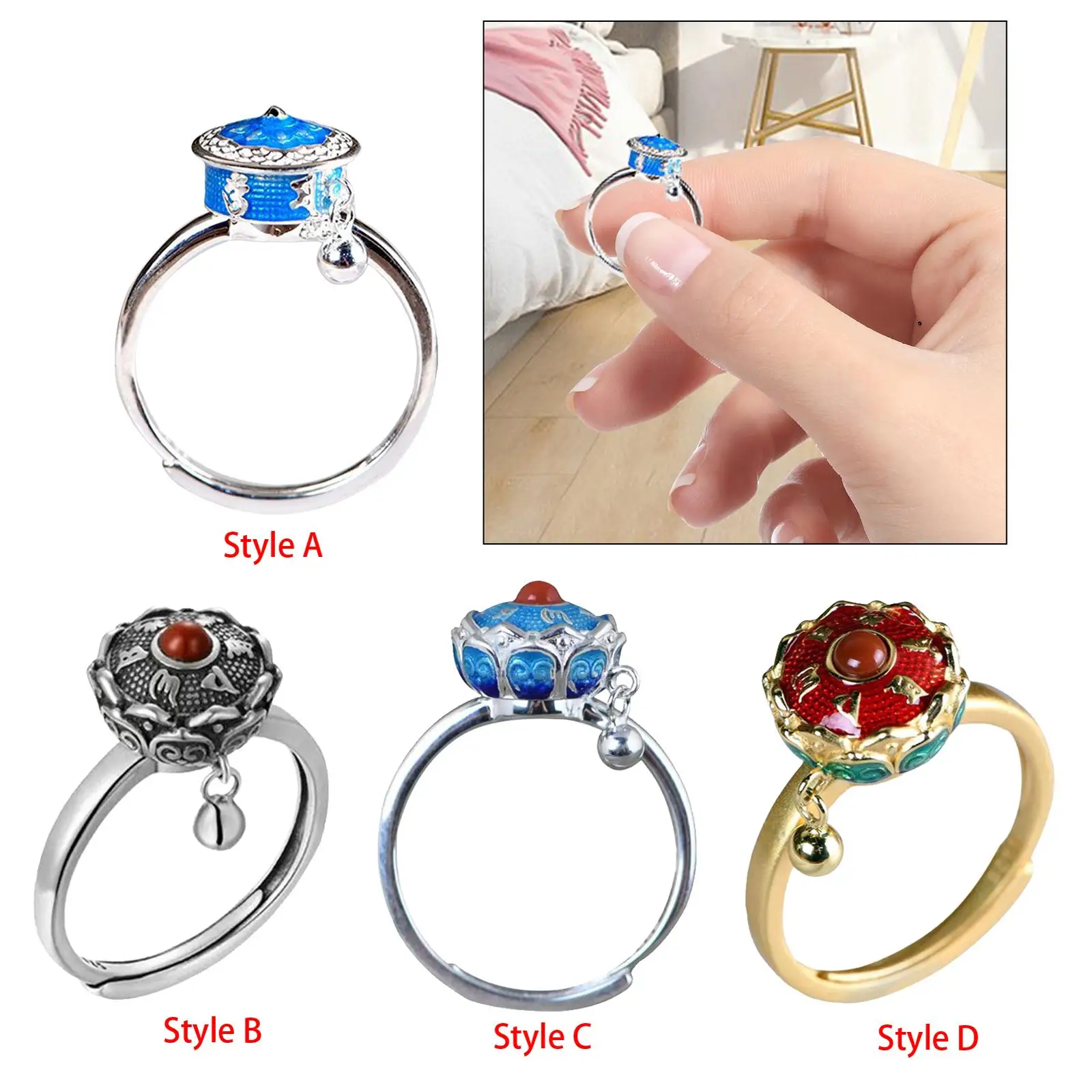 Rings Opening Rings Resizable vintage Gifts Rotatable Jewelry for Women Girls Valentine`S Day Birthday Anniversary