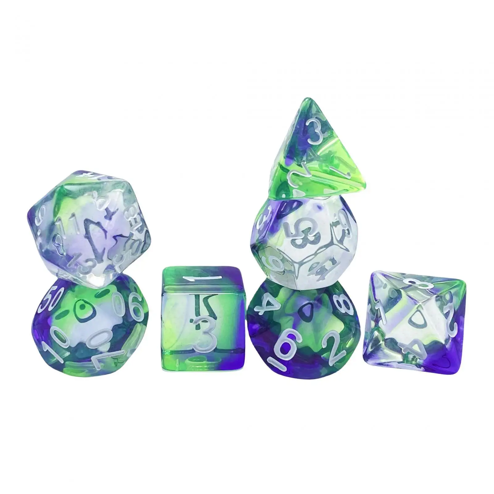 7x Multi Sided Dices Entertainment Toys Polyhedral Dices Acrylic Dices for Party Game Card Game Role Playing Game Board Game
