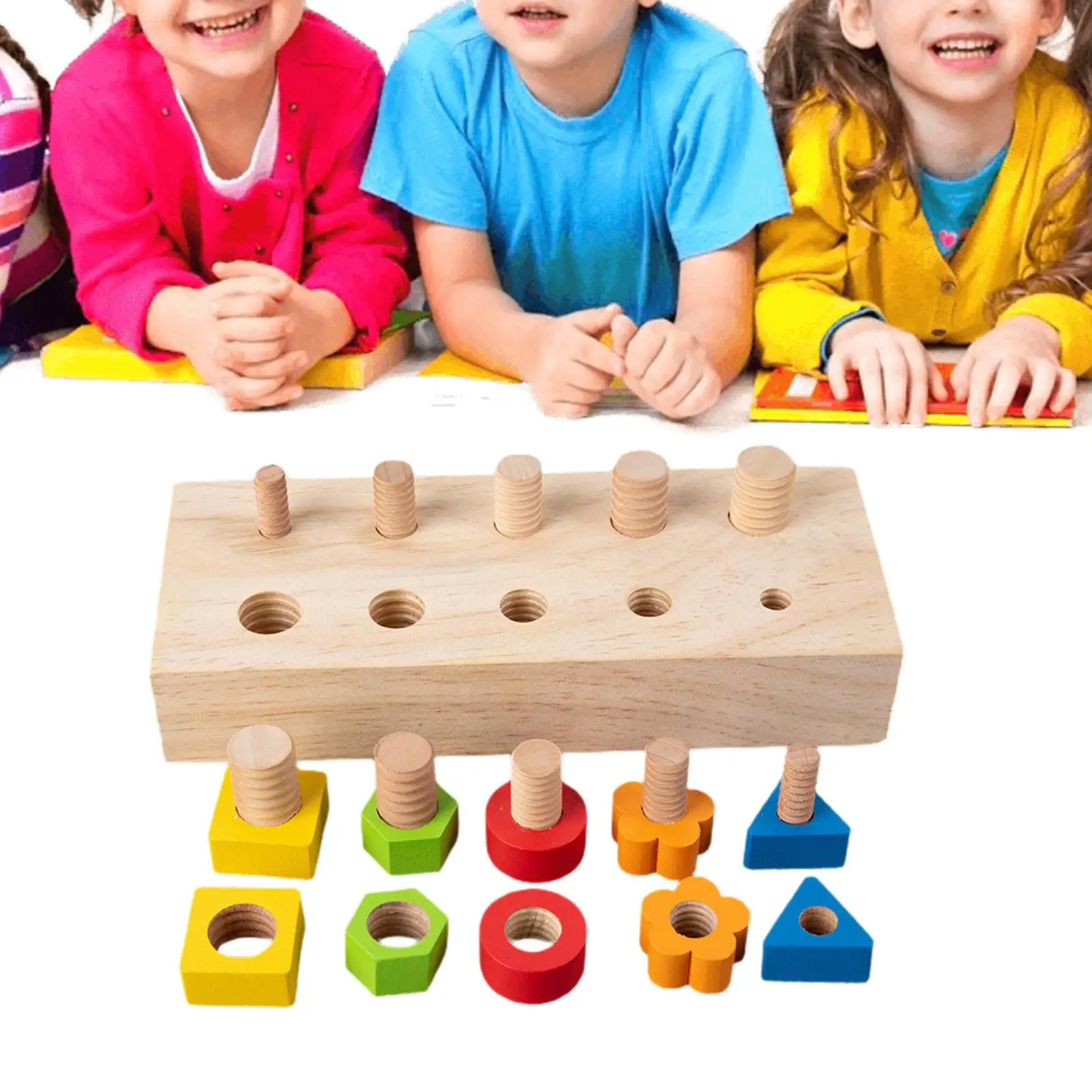 Montessori Toy Twist Screws Wooden NUTS and BOLTS Kit Safe Material Kids Gifts