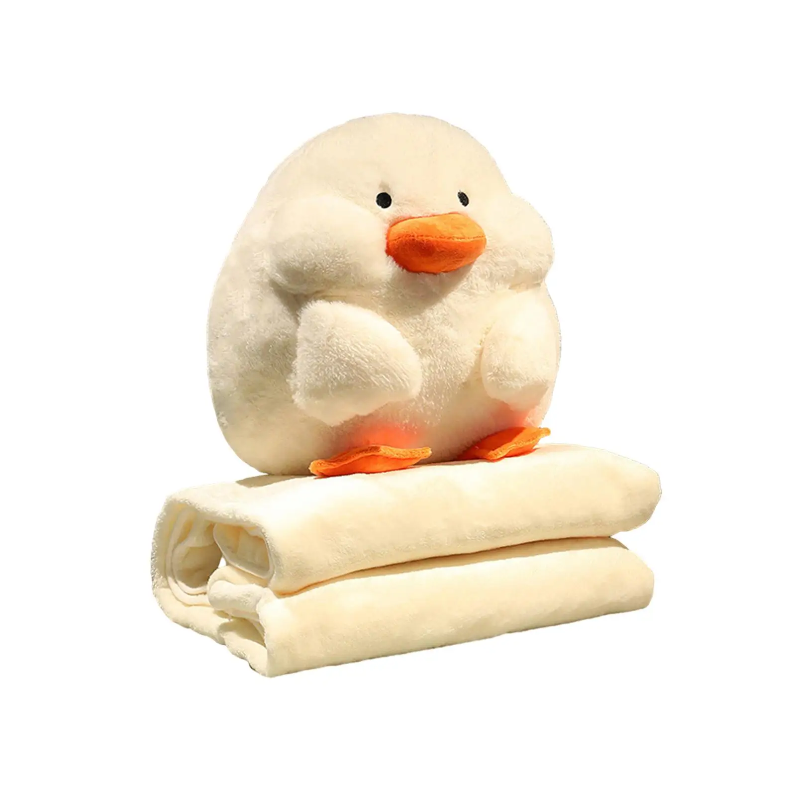 Duck Plush Pillow Hand Warmer with Blanket Sleeping Pillow for Car Room