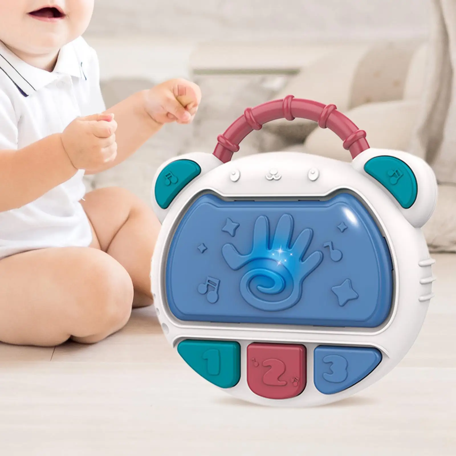 Hand Clapping Drum with Music Light Learning Educational Toy Multi Functions Babies Light up Drum Toys for Newborn Kid Boys