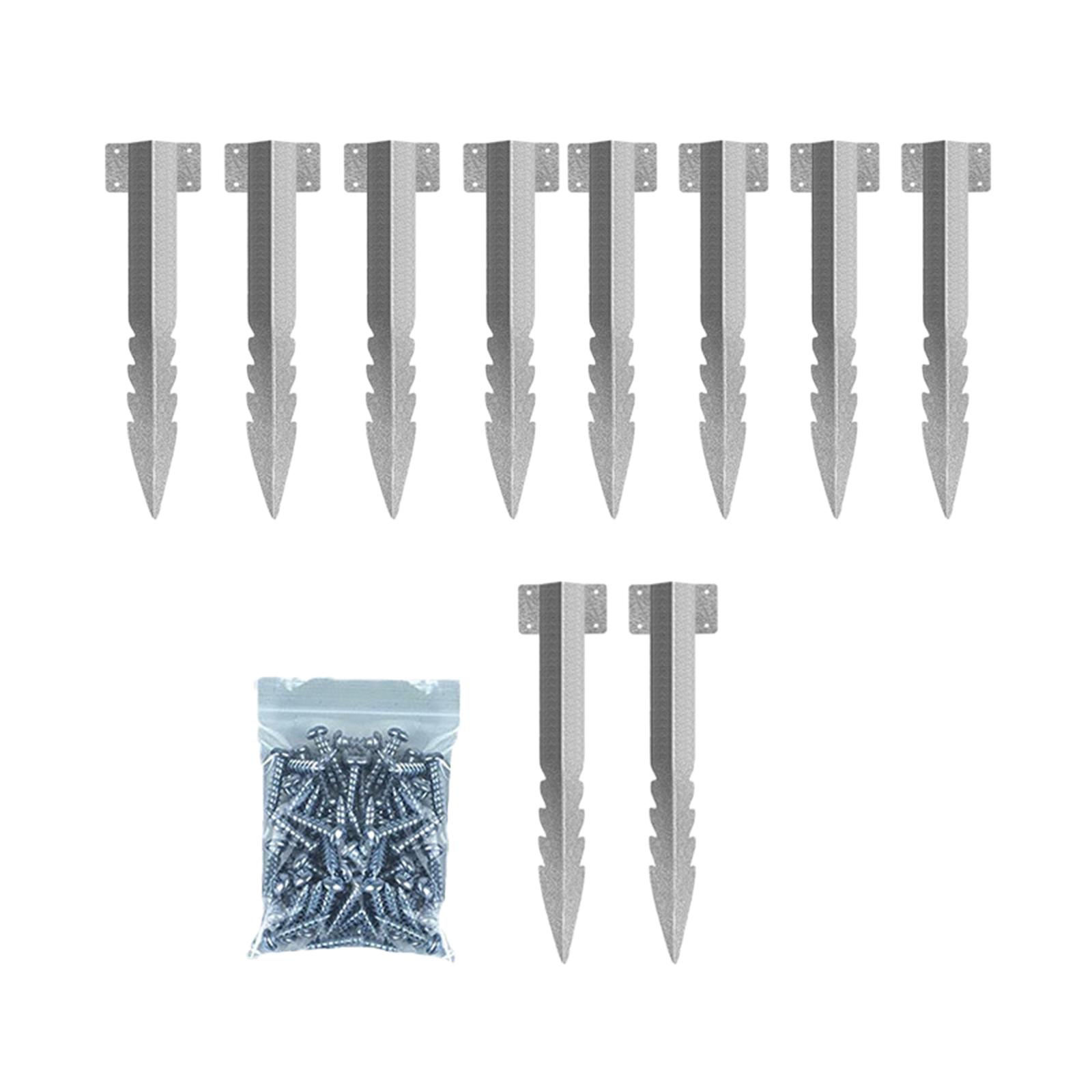 10 Pieces Fence Post Repair Kits Duable with Screws Railway Sleepers Brackets Decking Base Frame Wood Fence Repair Tilted