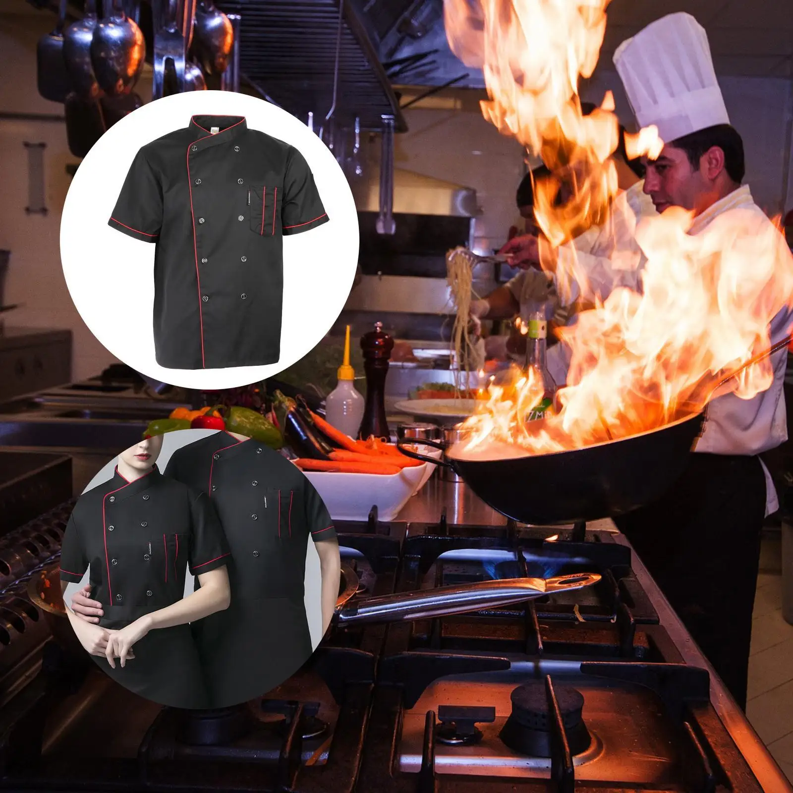 Hotel Kitchen   Short Sleeve Shirt Jacket Waiter Uniform Clothes