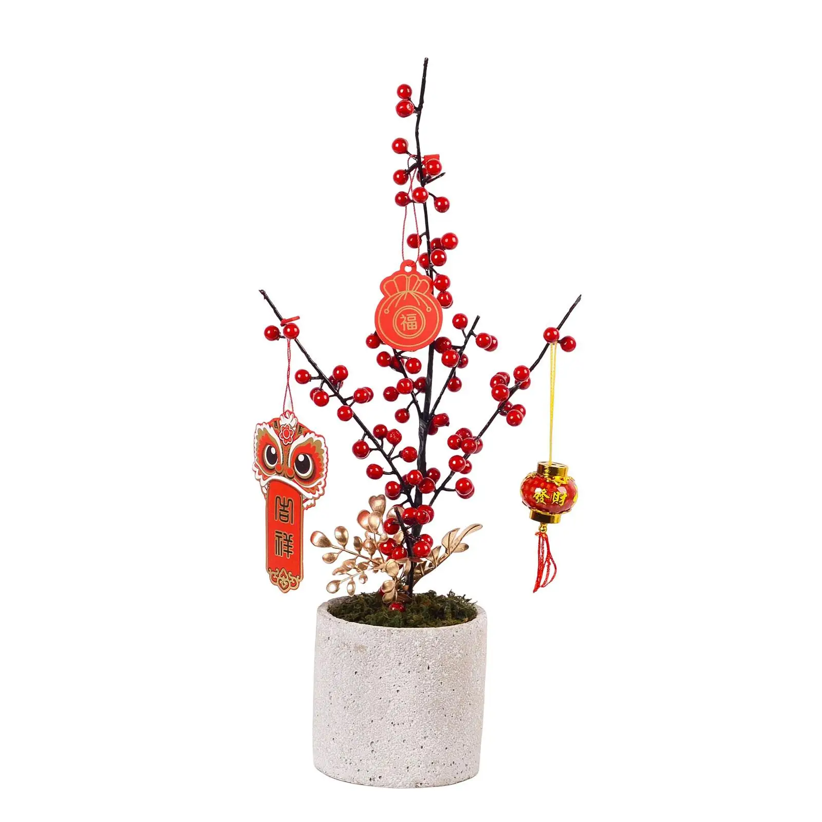 Artificial Potted Flower Bonsai Decoration Table Centerpiece Chinese New Year Ornaments for Wedding Hotel Party Holiday Home