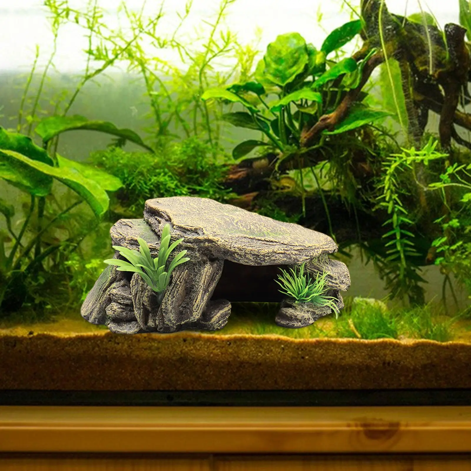 Aquarium Turtle Tank Decoration Terrace Reptile Hideout Cave Decor Landscaping Decoration Tortoise Climbing Platform for Frogs