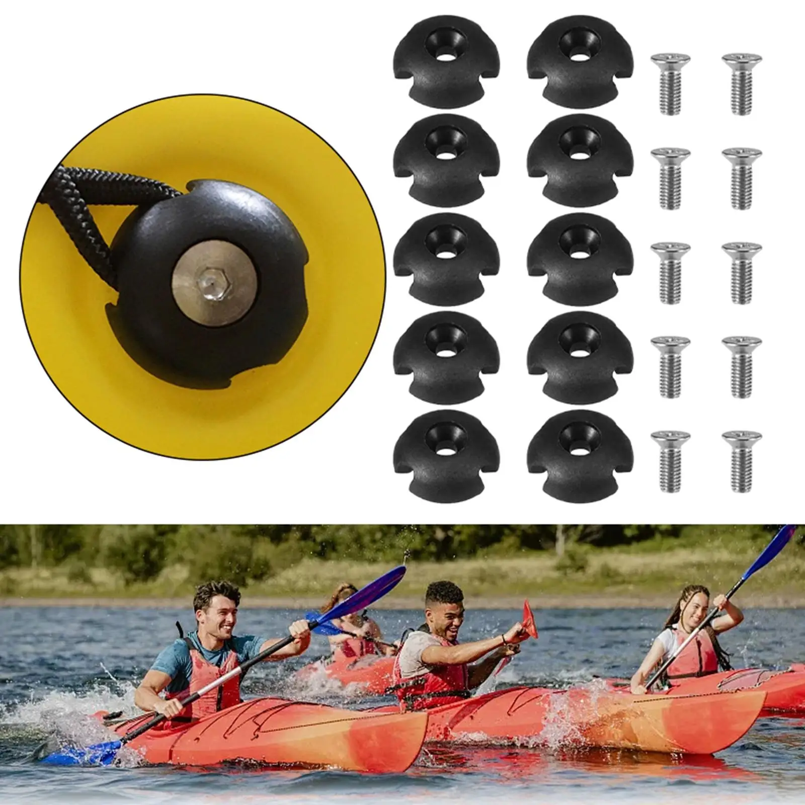 10 Pieces Deck  Slotted Round W/ Screws for Kayaks Outdoor Paddle Rope