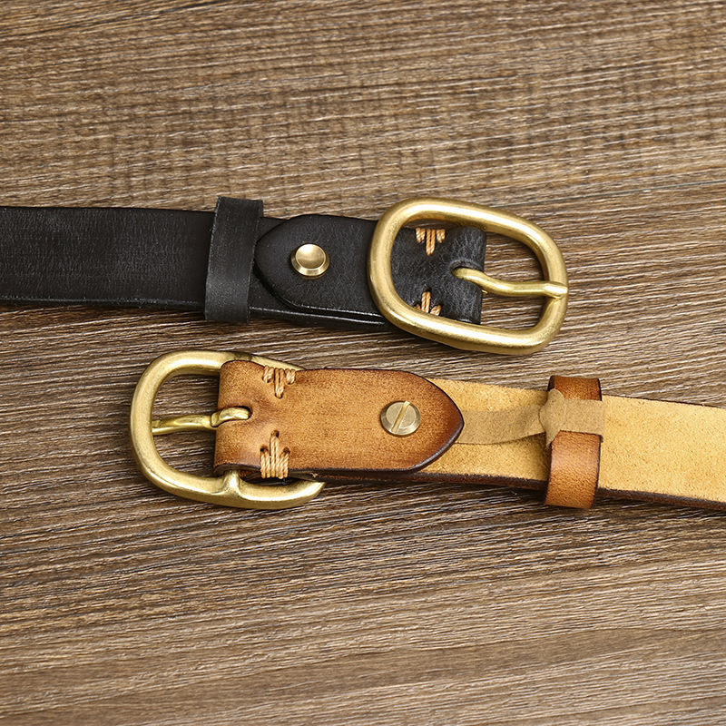 2.8CM Ladies Pure Cowhide High Quality Genuine Leather Belts for Women Brass Buckle Jeans Cowboy Waist Belt Luxury Designer