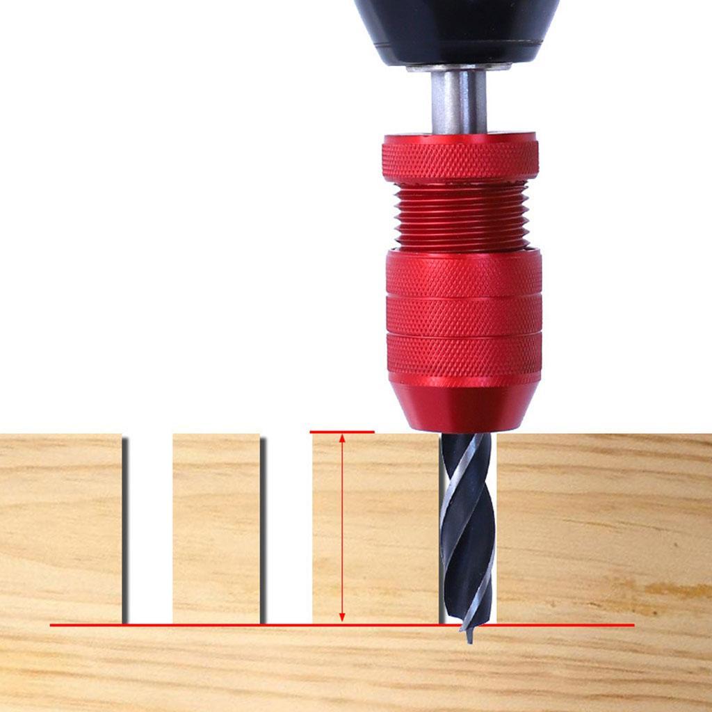 Adjustable Drill Stop Dowel Shaft Chuck Precise Control Auxiliary Tools Locator Depth Stop for 8-12.7mm Drill Bit Woodworking