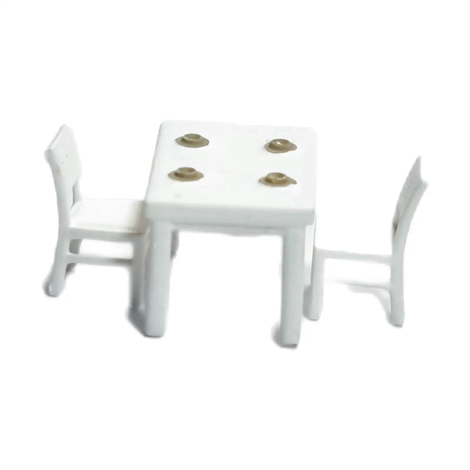 3Pcs 1:64 Scale Furniture Model Desktop Ornament Trains Architectural Resin Crafts Sand Table Layout Decoration Table Chair Set